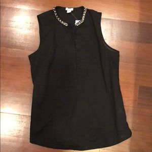 Jeweled Collared Sleeveless Top